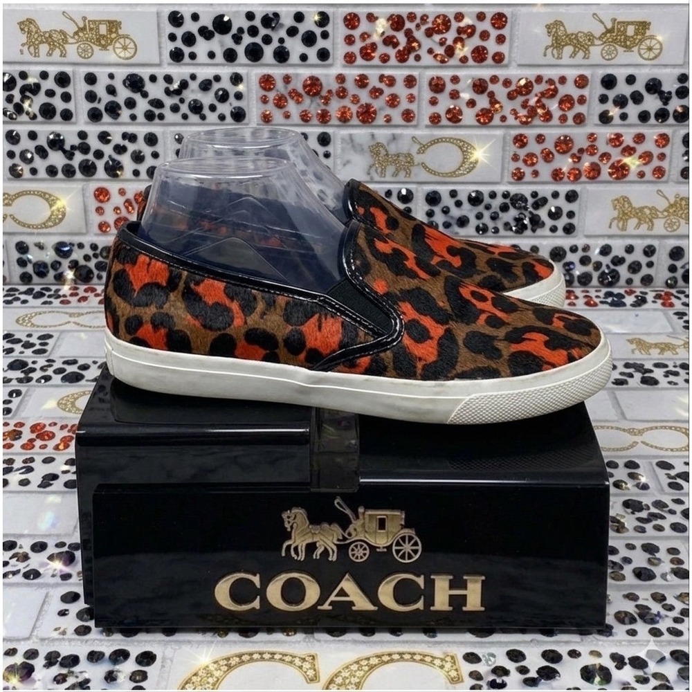 Coach Calf Hair 🖤❤️Leopard Print Slip On‎ Sneakers Red Black Punk Rock Goth 7